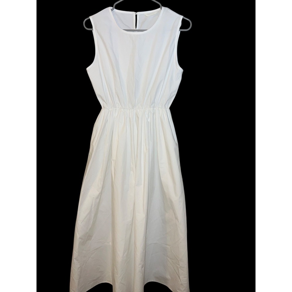 Sunday White Cotton Poplin Midi Dress – Minimalist, Classic, Timeless - Picture 2 of 13